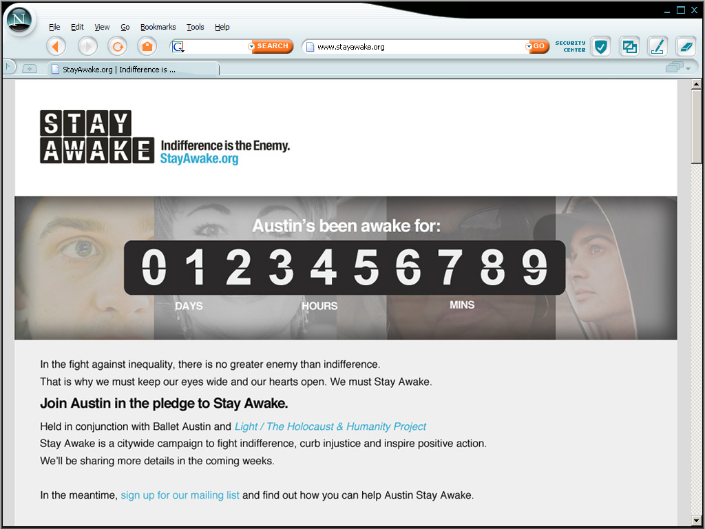 StayAwake.org Homepage